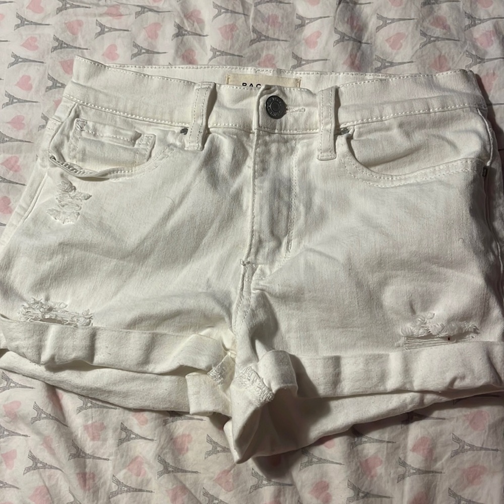 White jean shorts